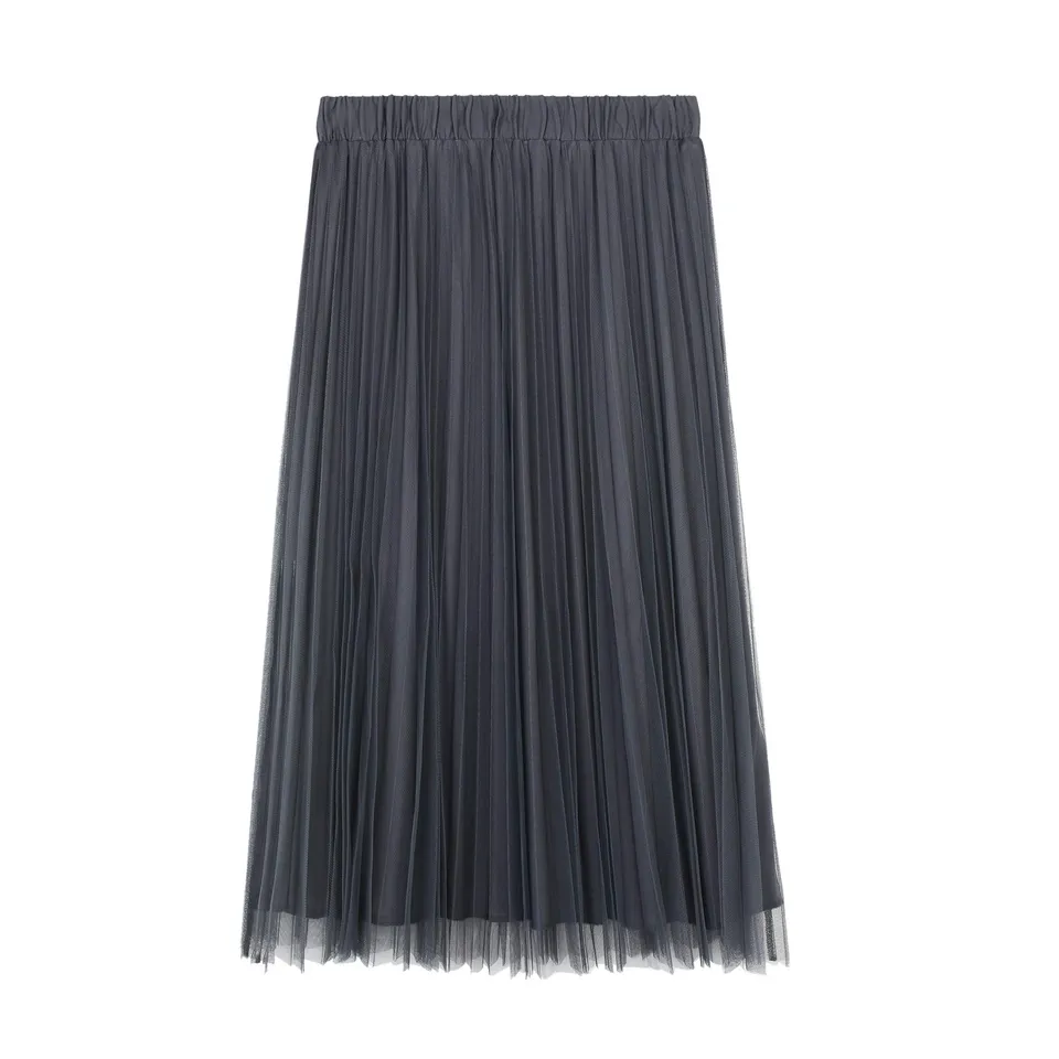 parfois-falda-plisada-cintura-el-stica-mujer-gris image 1
