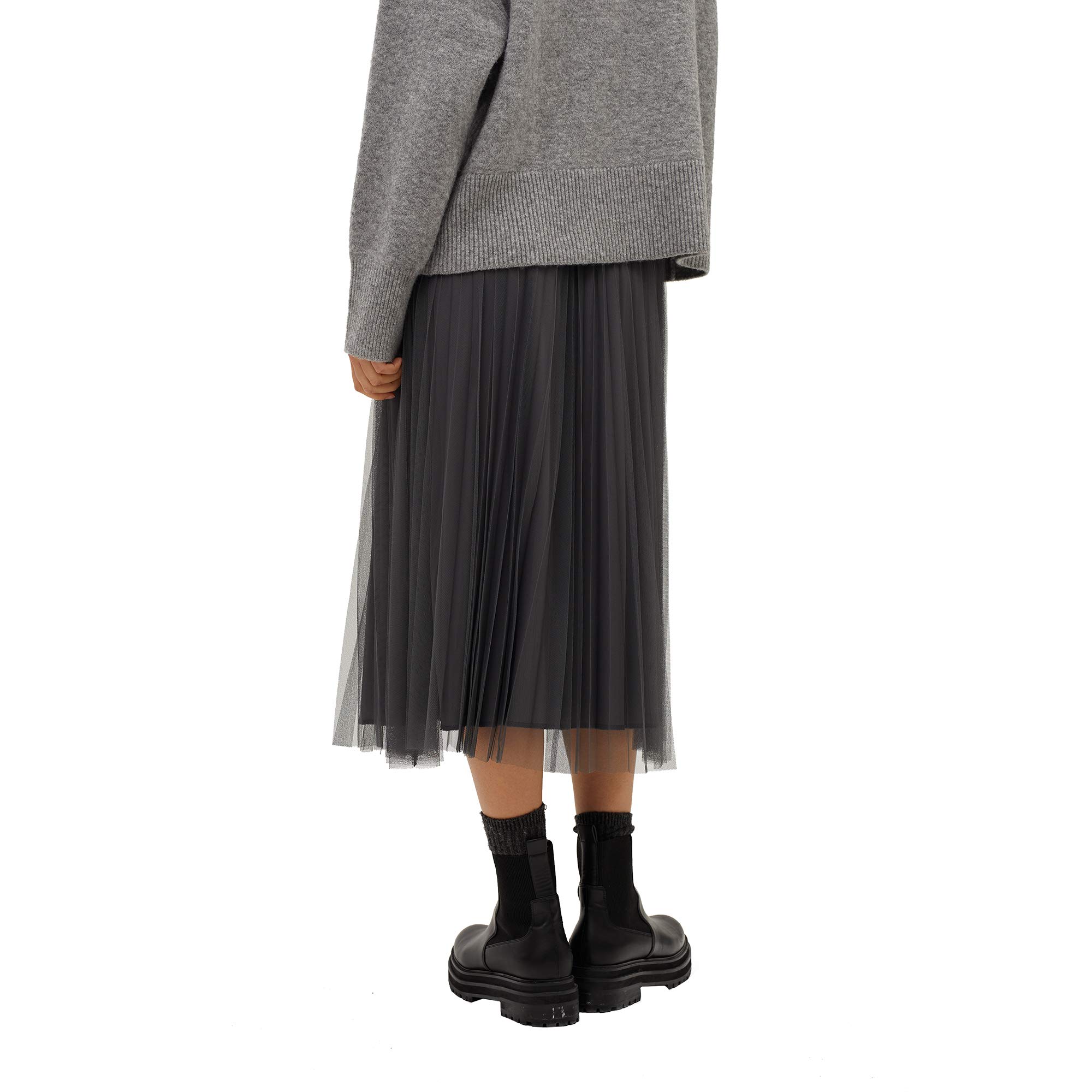 parfois-falda-plisada-cintura-el-stica-mujer-gris image 4