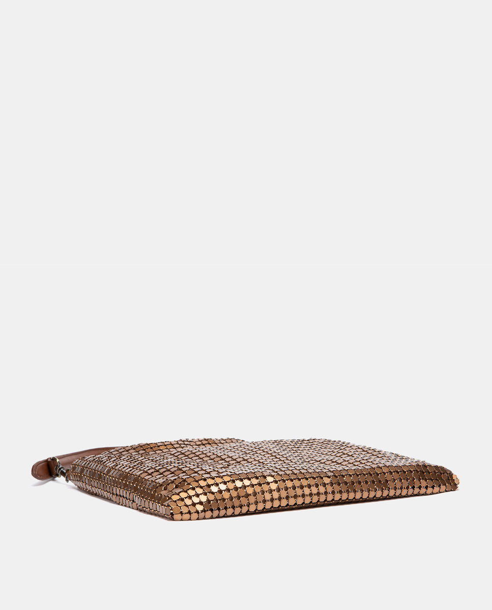 bolso-de-hombro-abbacino-de-fiesta-en-malla-met-lica-ocre-con-cremallera image 5