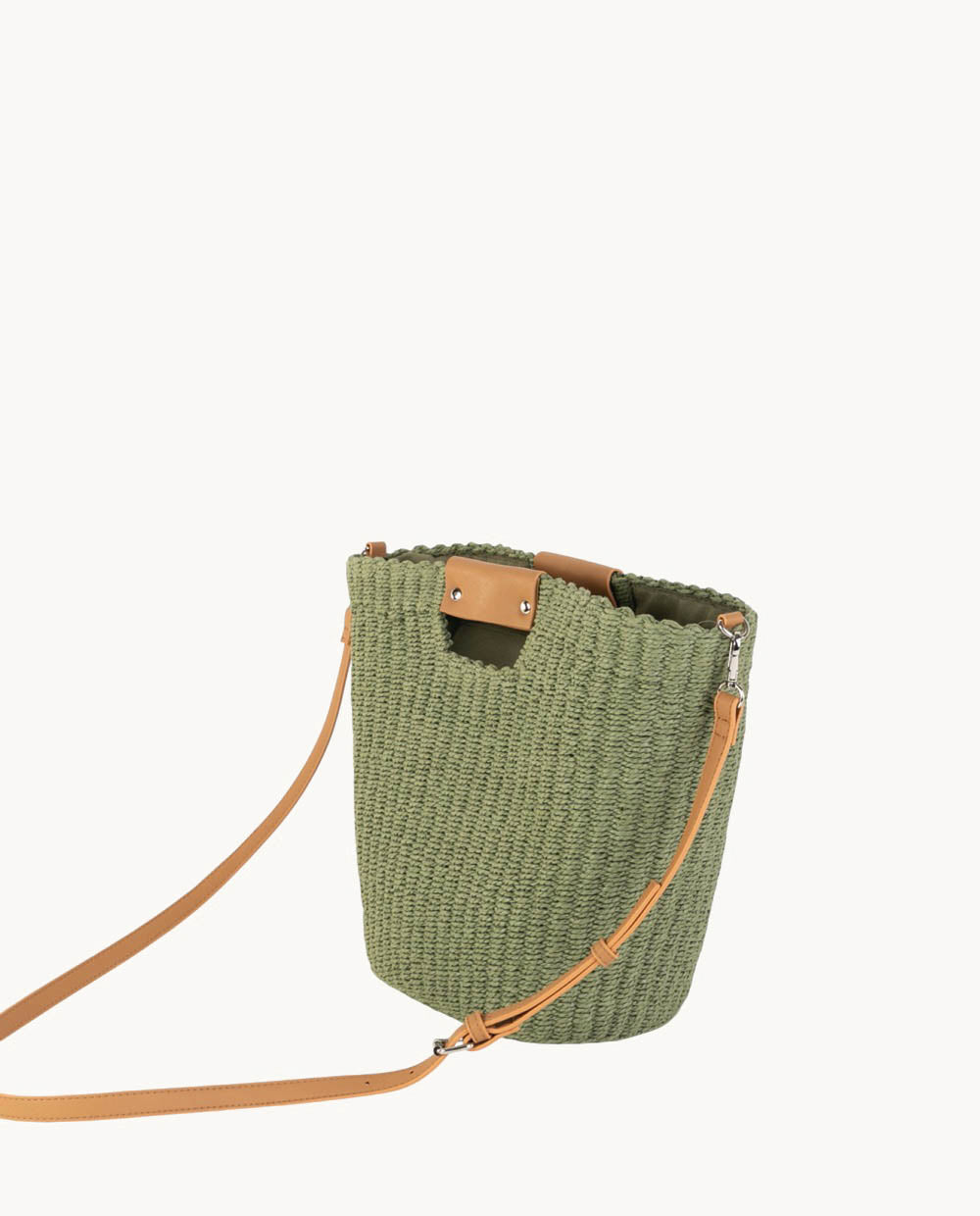 kbas-bolso-de-mano-fibra-natural-kaki-37x16x28-cm-cremallera-asa-bandolera-y-man image 2