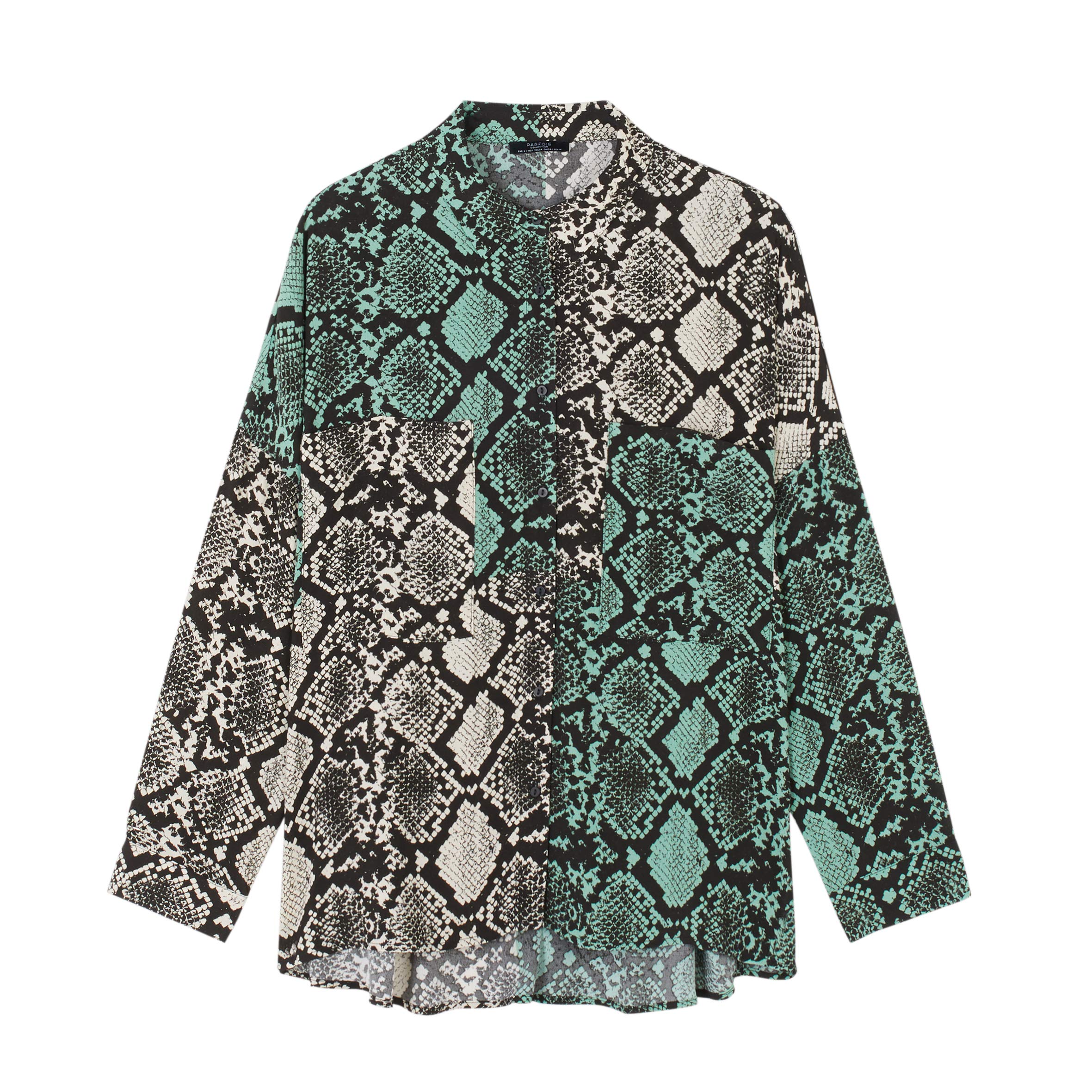 parfois-camisa-fluida-verde-estampado-serpiente-para-mujer image 1
