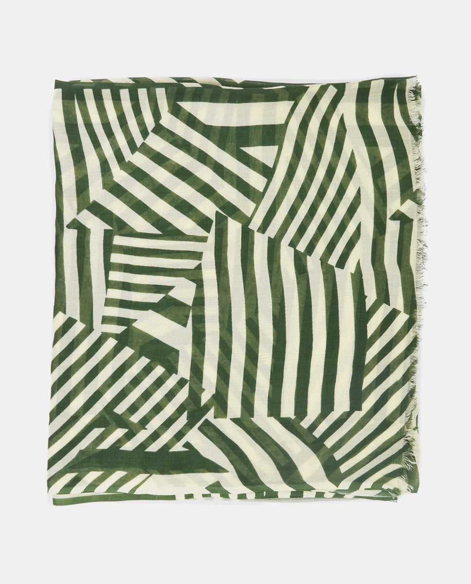 abbacino-pa-uelo-lana-estampado-lineal-blanco-verde image 3