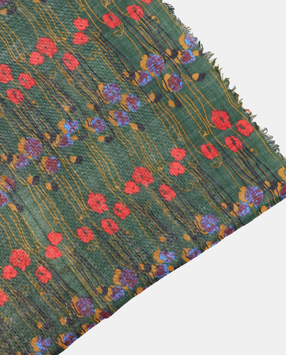 abbacino-pa-uelo-de-lana-verde-con-estampado-floral-art-stico image 4
