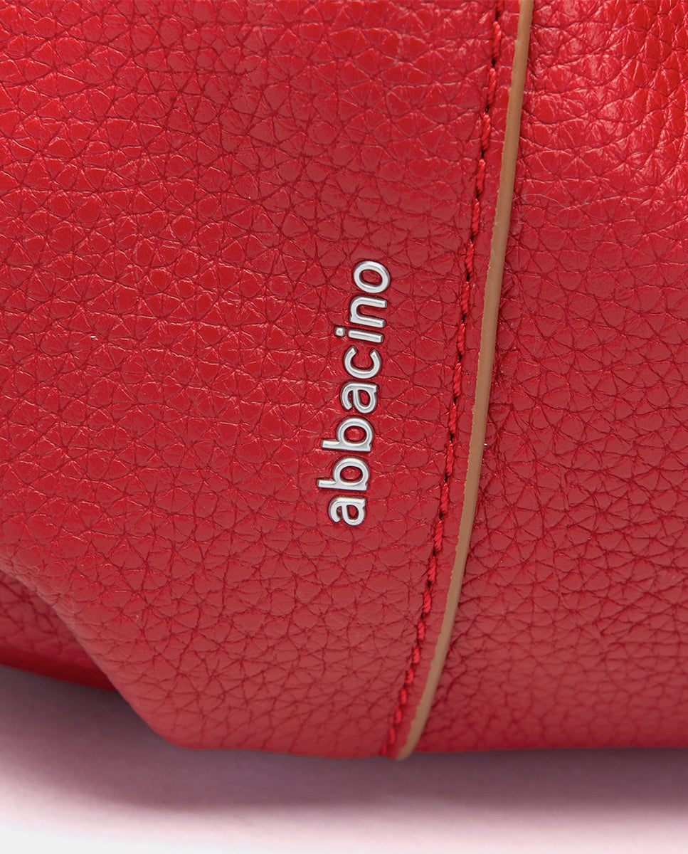 abbacino-bolso-de-hombro-rojo-en-materiales-reciclados-con-borla image 7
