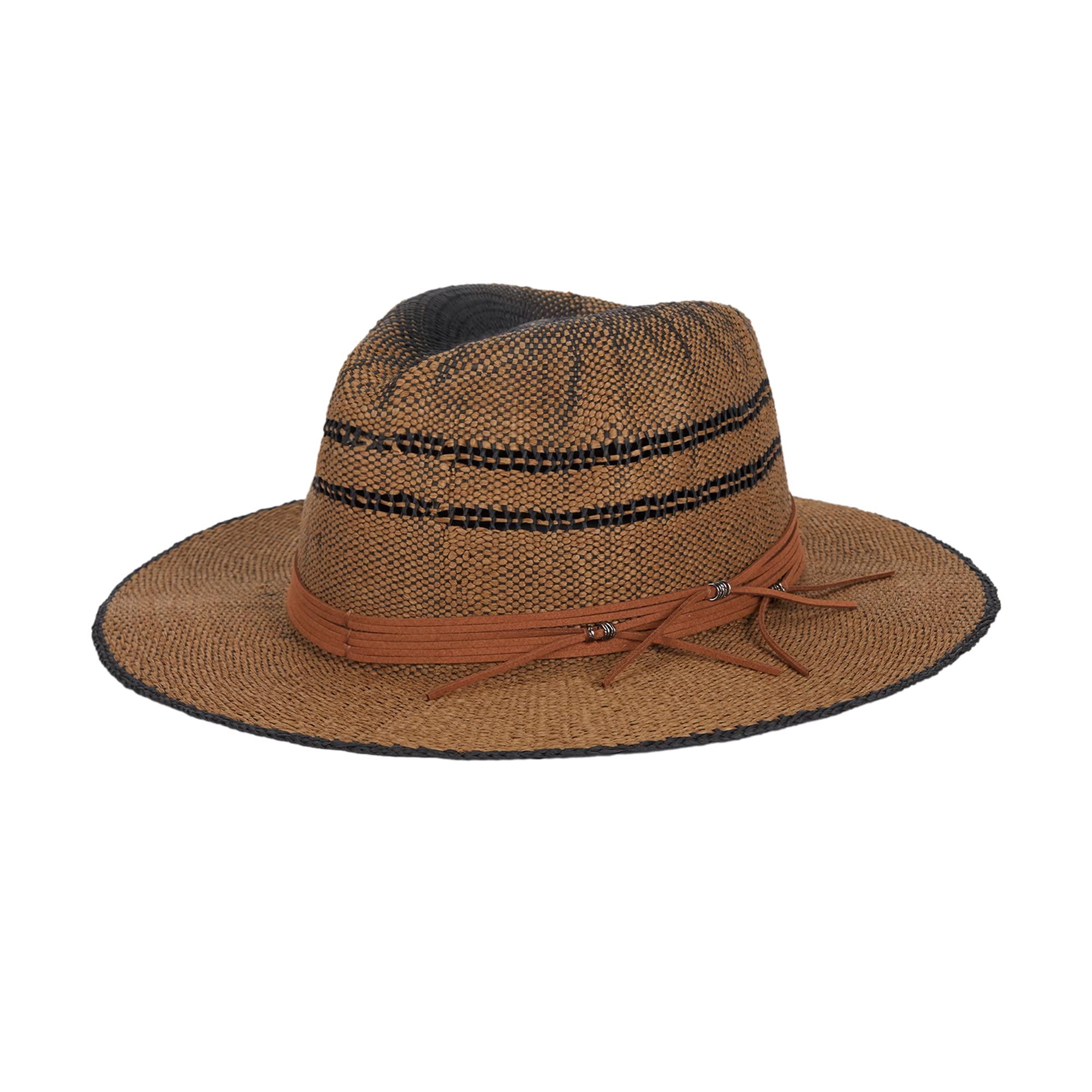 parfois-sombrero-trenzado-con-cinta-contraste-marr-n-mujer image 1
