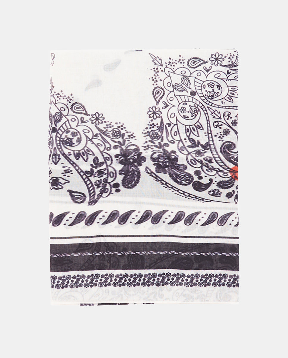 abbacino-bandana-seda-y-modal-paisley-blanco-y-negro image 5