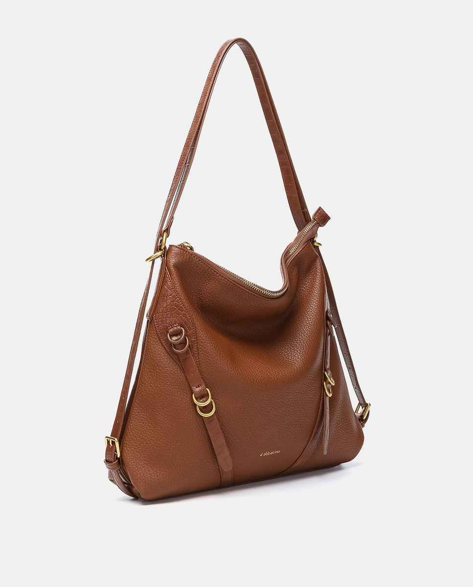 abbacino-bolso-multifuncional-reciclado-cognac-convertible-a-mochila image 2