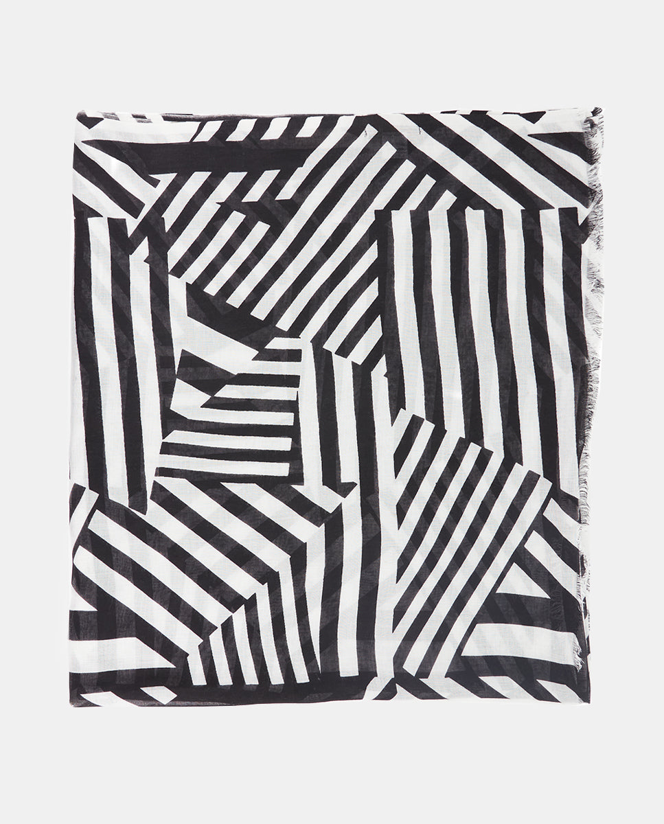 pa-uelo-abbacino-mujer-viscosa-estampado-lineal-blanco-y-negro image 1