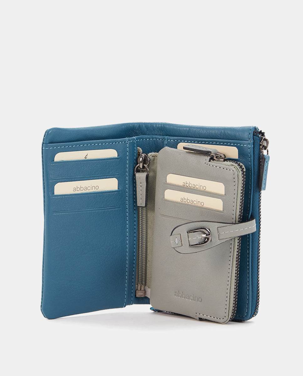 cartera-mediana-de-piel-abbacino-en-color-azul-con-cierre-de-hebilla image 2