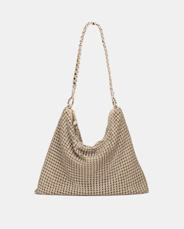 abbacino-bolso-de-fiesta-piramidal-malla-met-lica-beige image 1