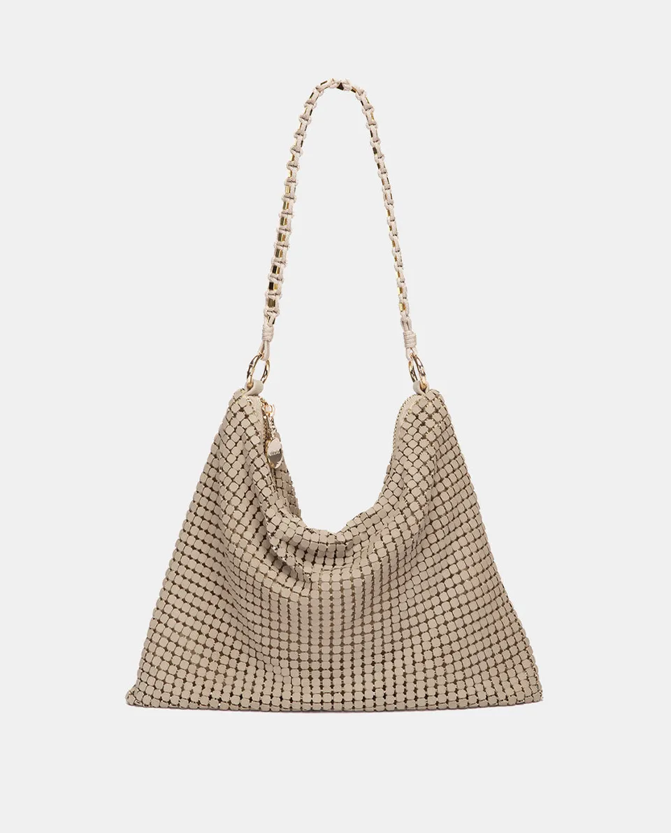 abbacino-bolso-de-fiesta-piramidal-malla-met-lica-beige image 1