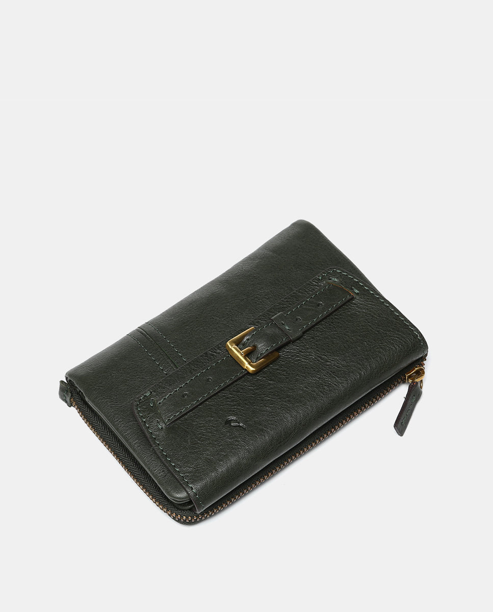 abbacino-cartera-mediana-piel-verde-hebilla-dorada image 5