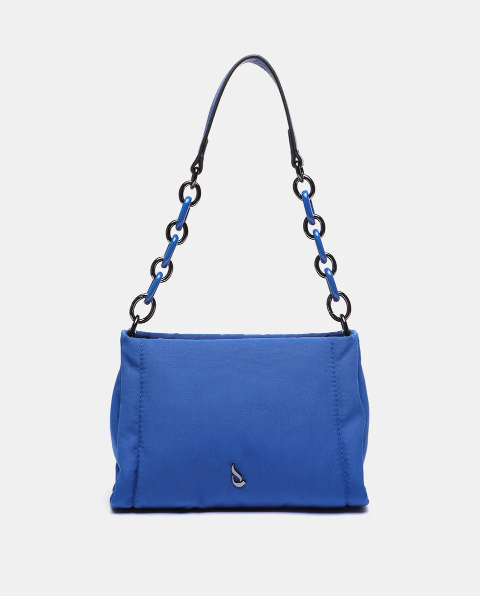 abbacino-bolso-bandolera-nylon-azul-con-maxi-cadena image 1