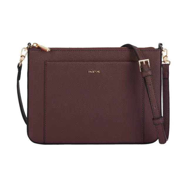 parfois-clutch-bolso-bandolera-bolsillo-exterior-mujer-talla-m-burgundy image 1