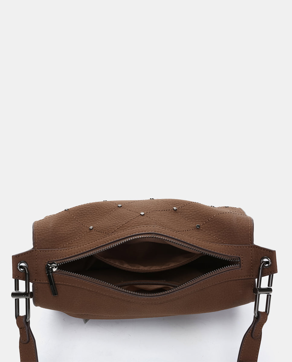 abbacino-bolso-de-hombro-marr-n-reciclado-con-remaches image 6