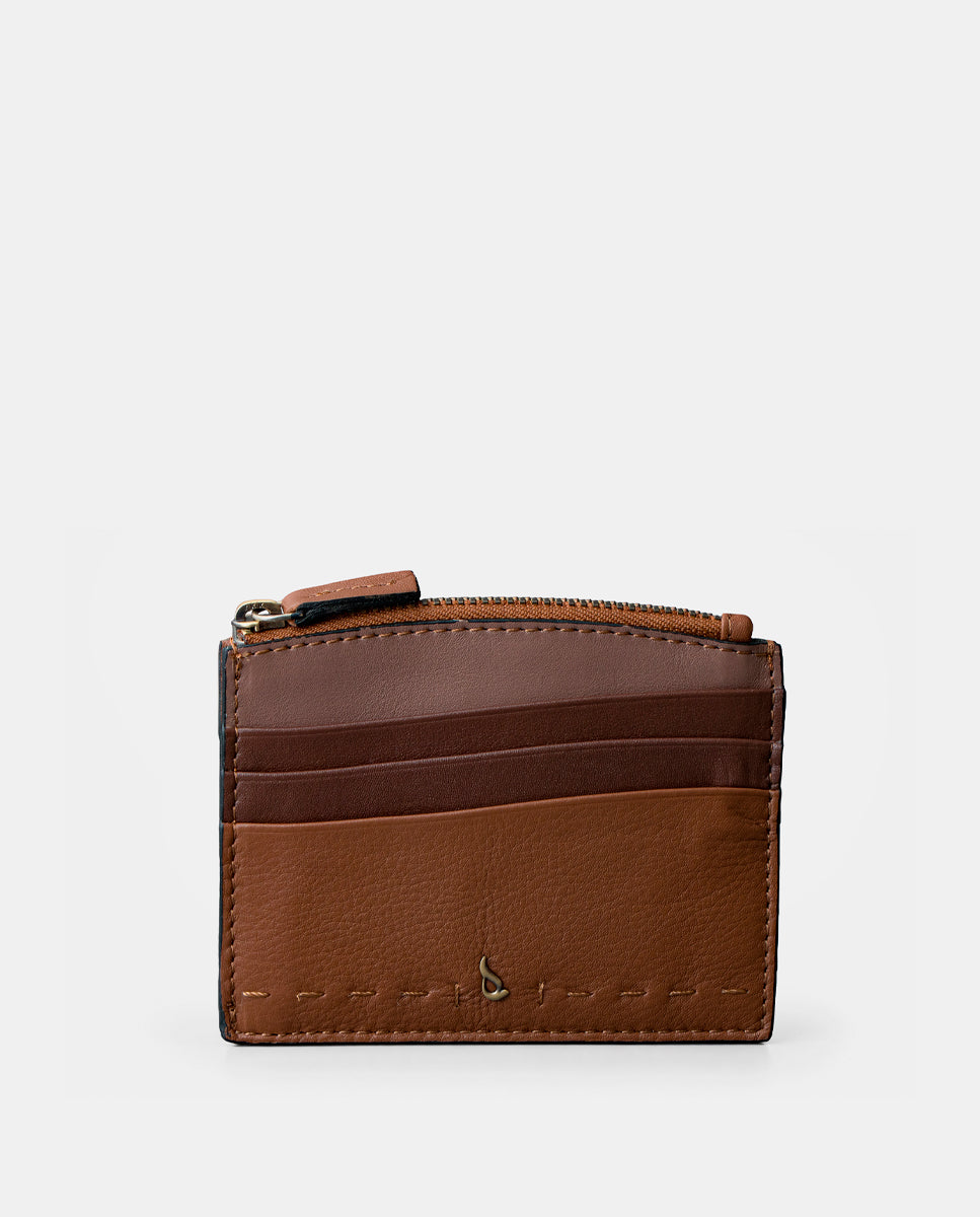 abbacino-tarjetero-mujer-piel-cognac-con-monedero-cremallera image 1