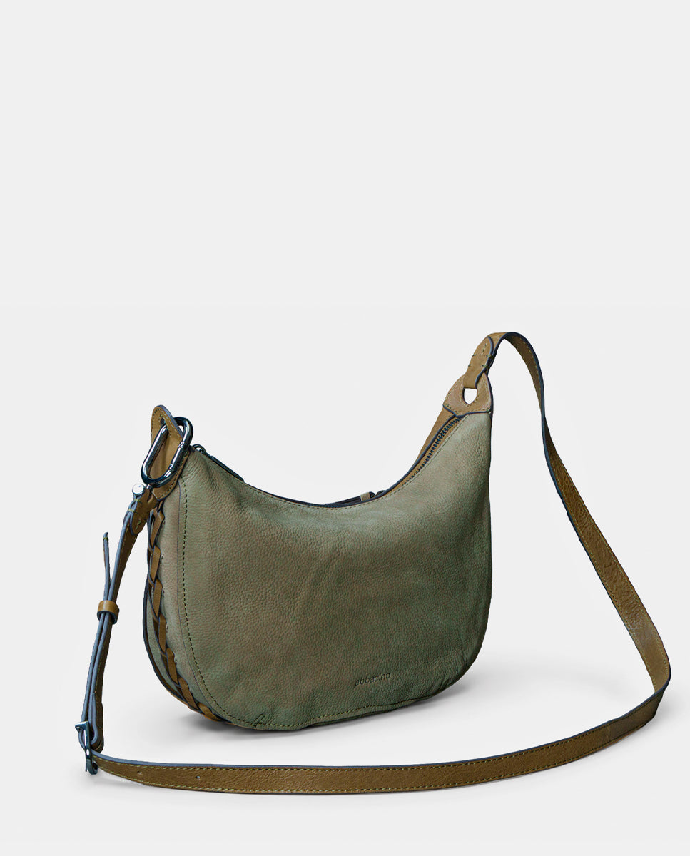bandolera-abbacino-lua-en-nobuck-verde-con-trenzado-lateral image 2