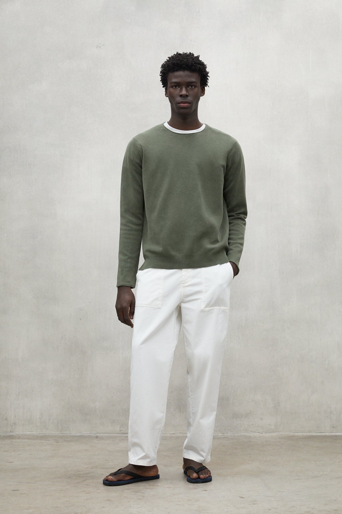ecoalf-jersey-yulan-khaki-para-hombre-algod-n-org-nico-y-lino-punto-milano-14gg image 1