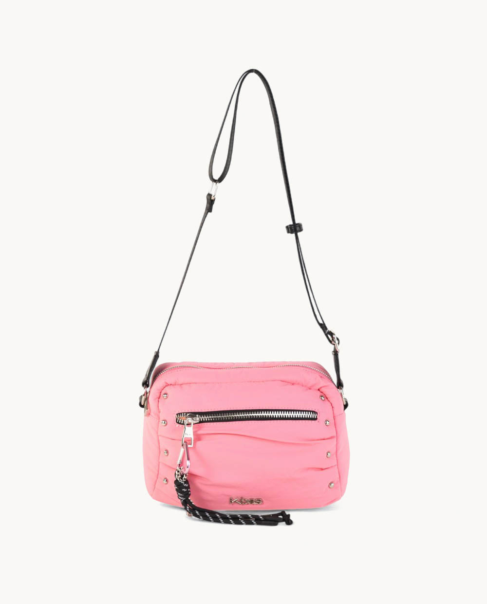 bolso-bandolera-kbas-de-nylon-rosa-con-cremallera image 1