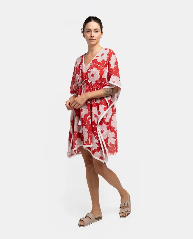 abbacino-kaft-n-de-algod-n-floral-blanco-y-rojo-talla-nica image 1