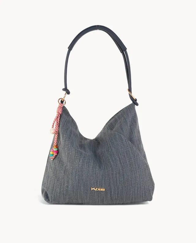 kbas-hobo-canvas-azul-marino-con-cremallera-asa-amarilla-dise-o-espacioso image 1
