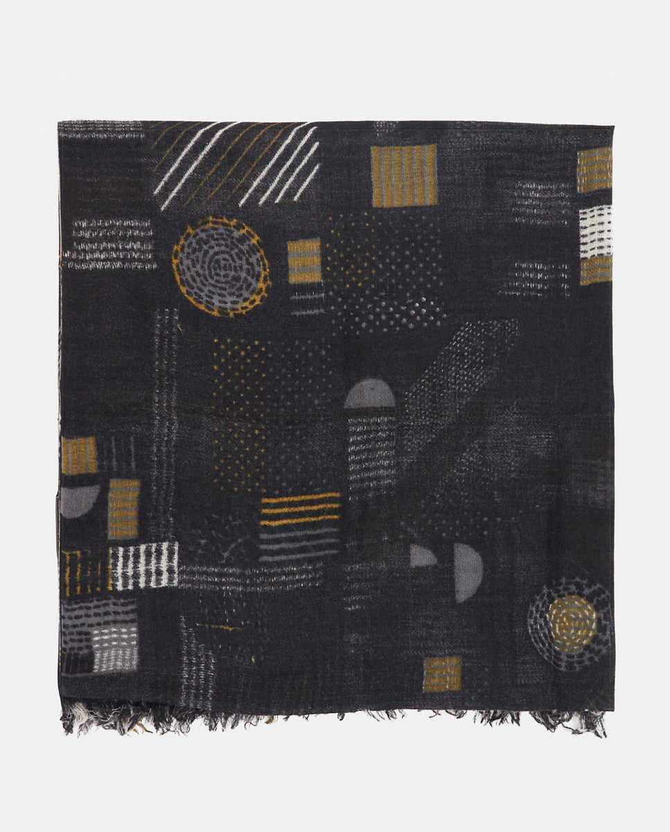 abbacino-pa-uelo-de-lana-negro-con-estampado-geom-trico-mujer image 2