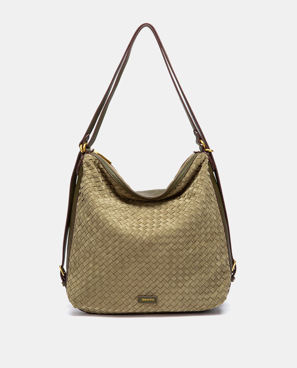 abbacino-bolso-multifuncional-trenzado-verde-convertible-en-mochila image 1