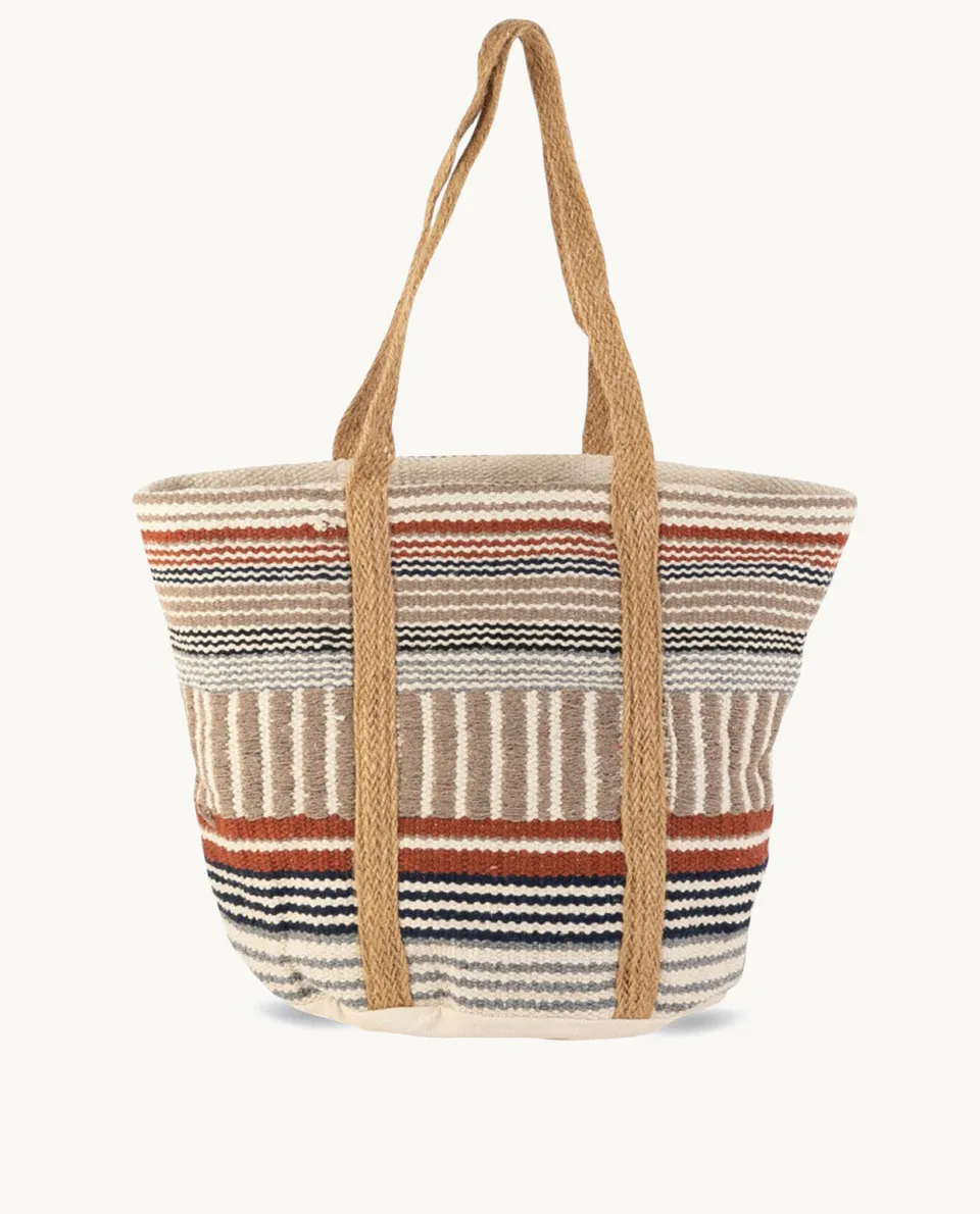 kbas-bolso-tote-de-algod-n-y-yute-con-estampado-de-rayas-color-marr-n-40-x-28-x- image 1