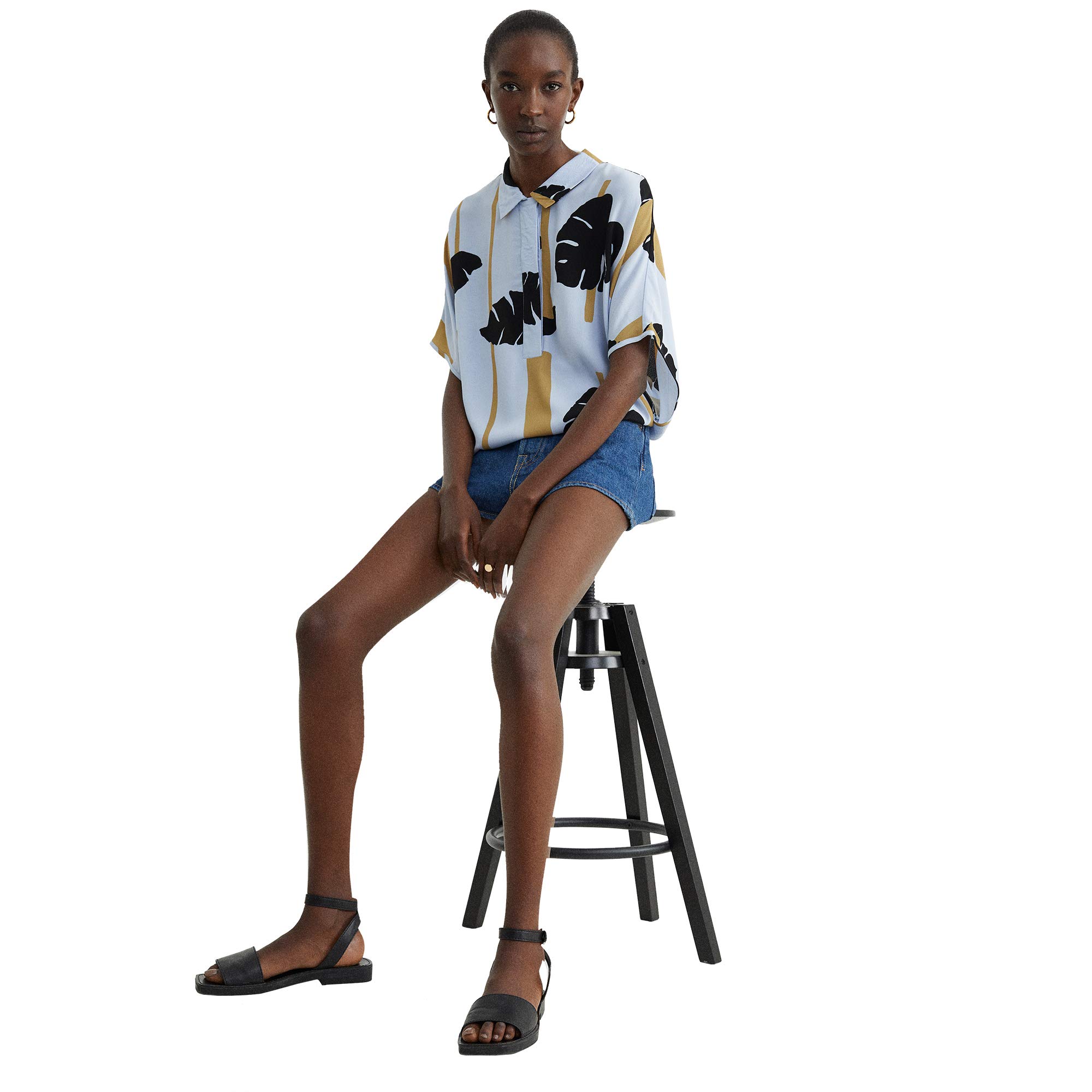 parfois-camisa-oversize-estampado-hojas-mujer-manga-corta image 3