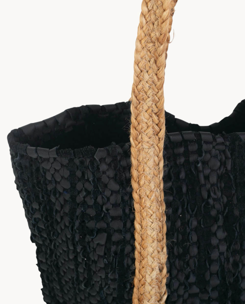 kbas-bolso-tote-de-serraje-reciclado-y-yute-color-negro image 2