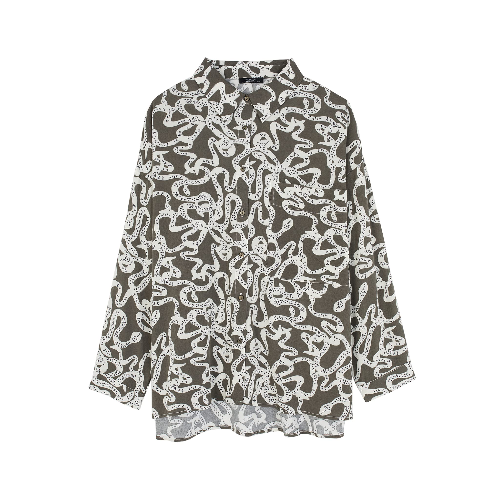 parfois-camisa-oversize-estampada-mujer-caqui image 1