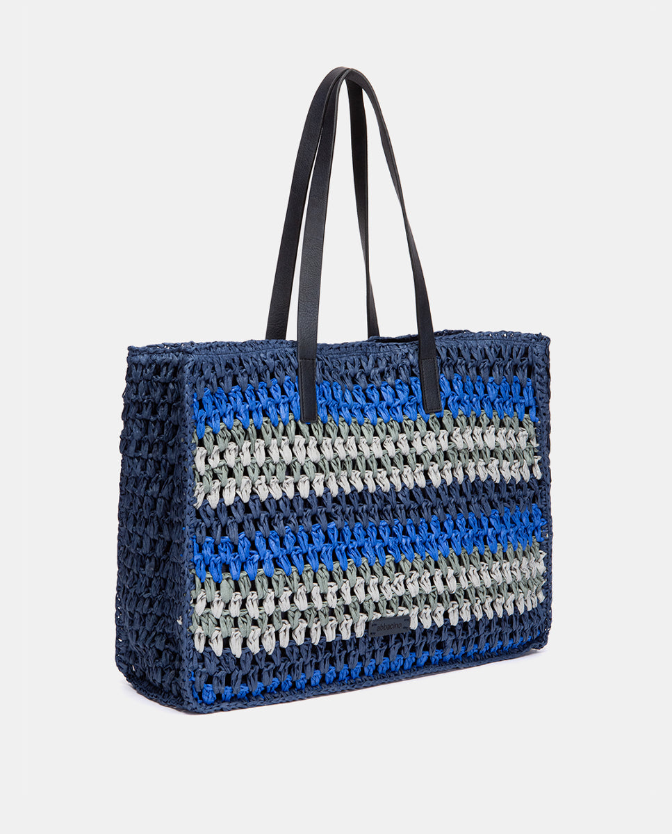 abbacino-capazo-de-rafia-a-rayas-azul-tipo-shopper image 2