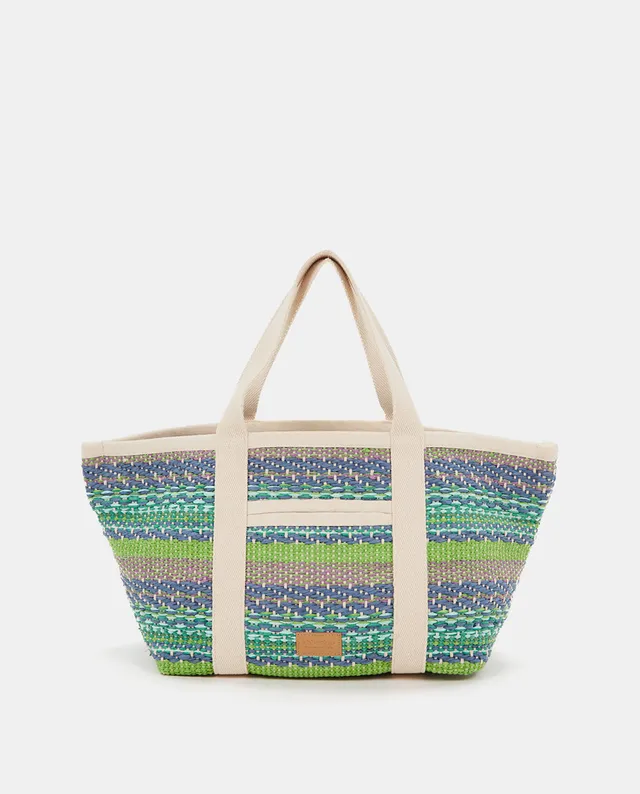 bolso-playa-abbacino-verde-trenzado-estilo-capazo image 1