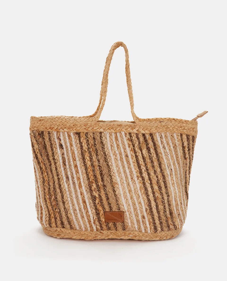 bolso-de-rafia-abbacino-rayas-marrones image 1
