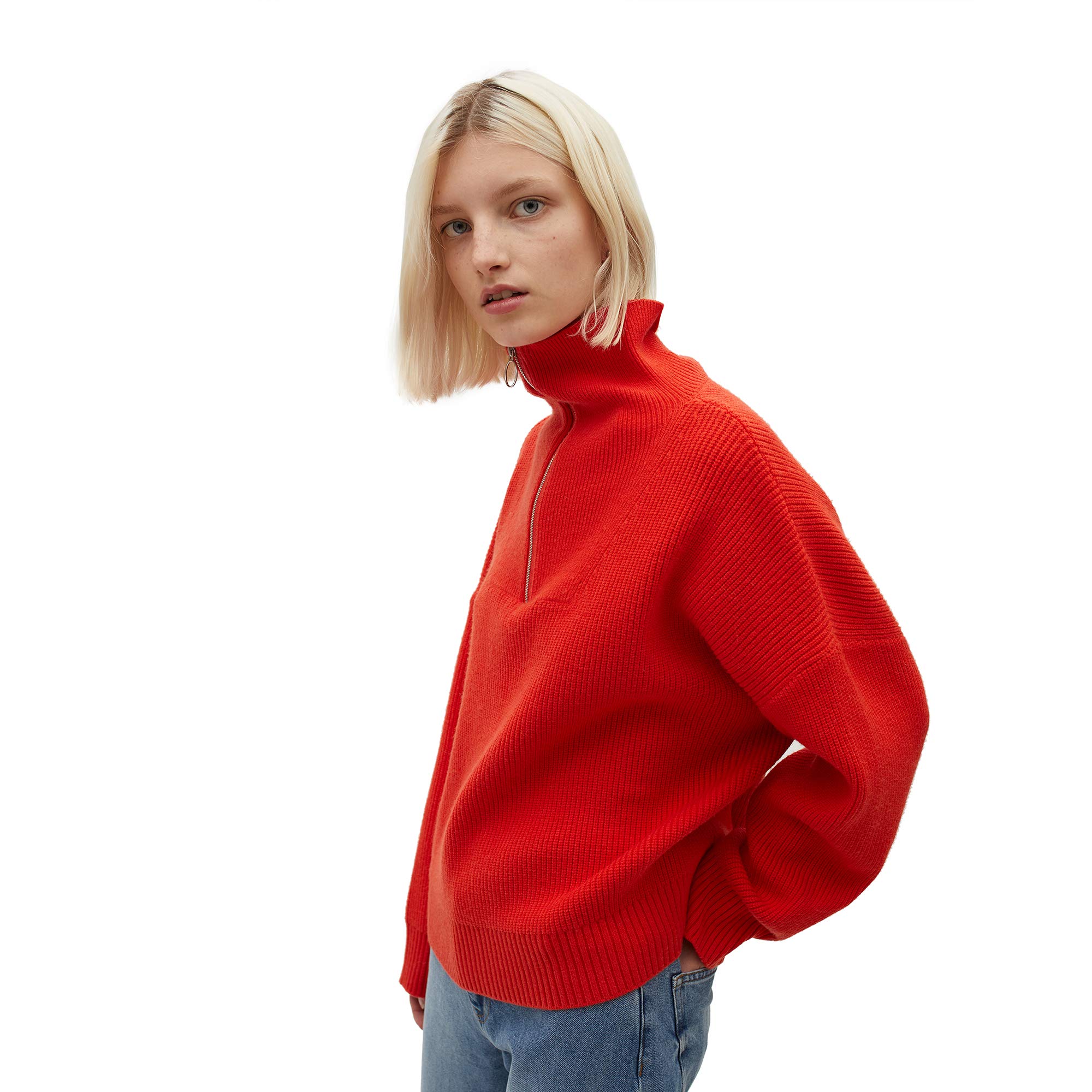 parfois-jersey-de-punto-cuello-alto-con-cremallera-mujer-naranja image 4