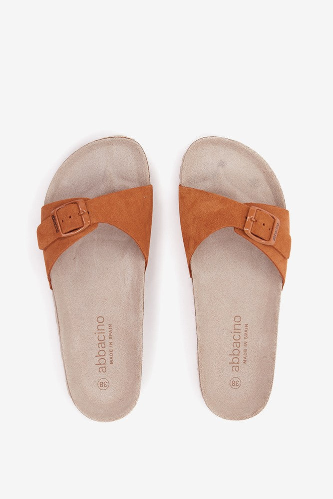 abbacino-sandalia-plana-hebilla-mujer-serraje-cognac image 6