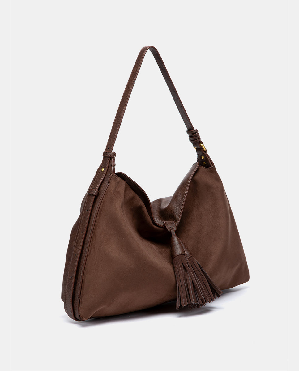 abbacino-bolso-de-hombro-marr-n-con-borlas-antelina-reciclada image 3