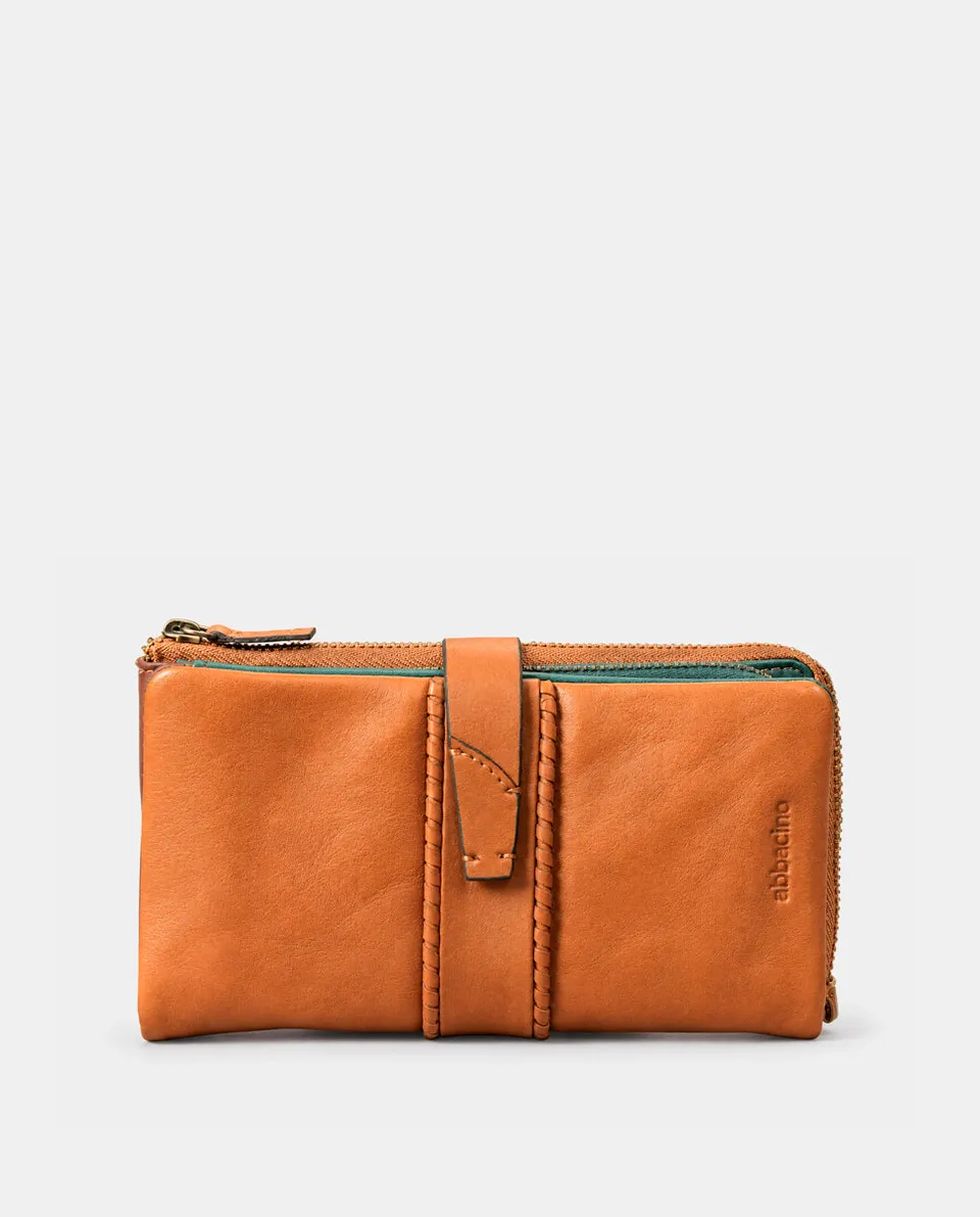abbacino-cartera-grande-mujer-piel-cognac-con-monedero image 1