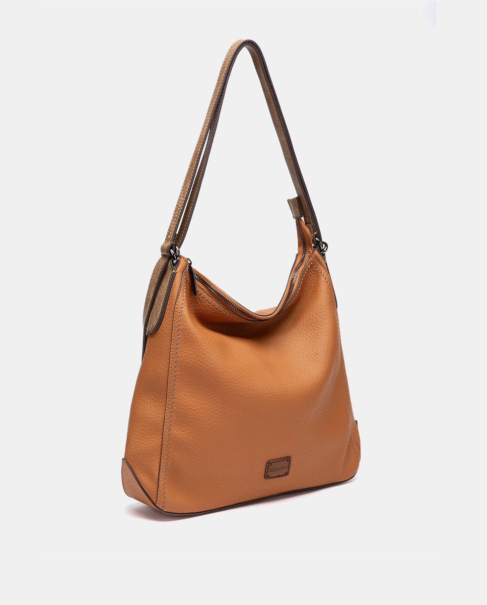 abbacino-bolso-multifuncional-reciclado-cognac-convertible-mochila image 2