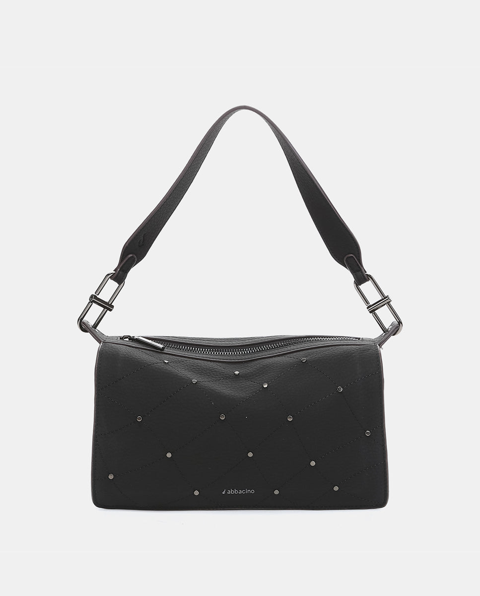 abbacino-bolso-de-hombro-negro-reciclado-remaches image 1