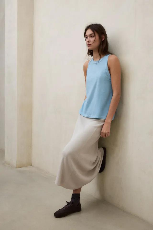 falda-ecoalf-ima-beige-de-mujer-viscosa-lenzing-ecovero-cintura-el-stica-y-corte image 1