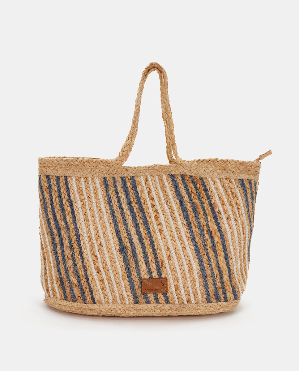 abbacino-capazo-de-rafia-rayas-azul image 1