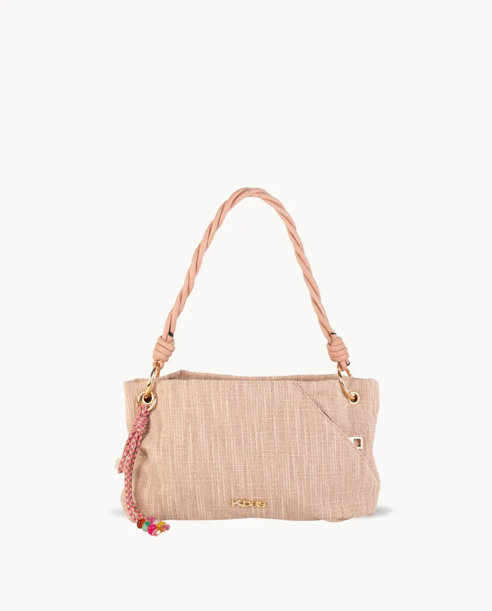 kbas-bandolera-canvas-doble-asa-rosa-cremallera-y-asa-trenzada-ajustable image 1