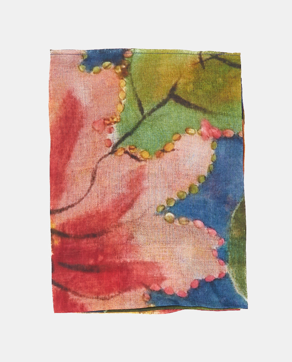abbacino-bandana-de-seda-y-modal-verde-con-estampado-floral image 2
