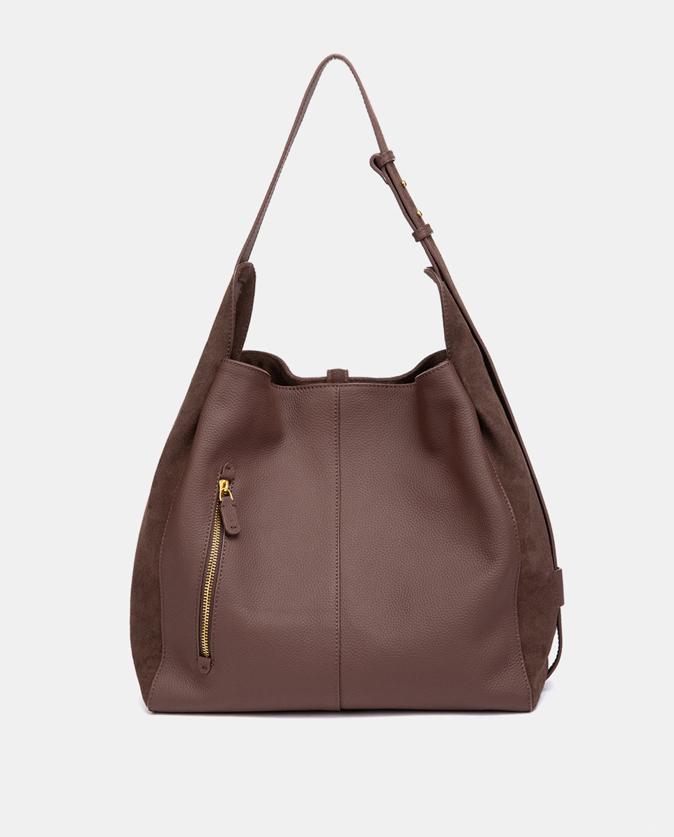 abbacino-bolso-de-hombro-piel-y-serraje-marr-n image 3