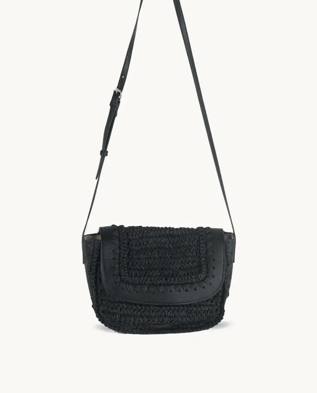 bandolera-de-fibra-natural-kbas-con-cremallera-color-negro-rebajas-ss26 image 1