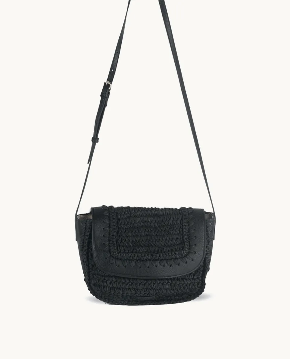 bandolera-de-fibra-natural-kbas-con-cremallera-color-negro-rebajas-ss26 image 1