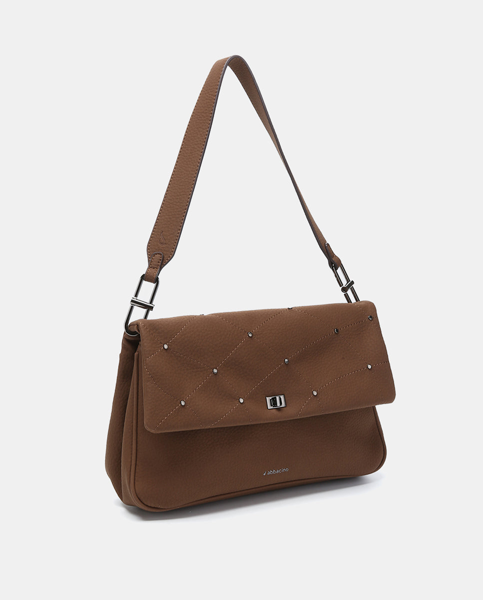 abbacino-bolso-de-hombro-marr-n-en-materiales-reciclados-con-solapa image 2