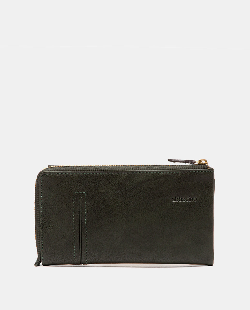 abbacino-cartera-grande-mujer-piel-verde-solapa-hebilla-dorada image 4