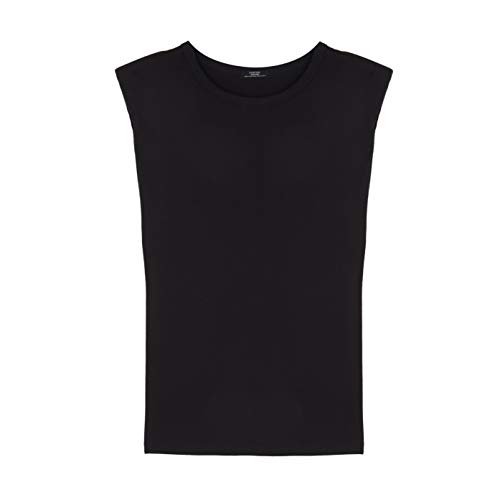 parfois-camiseta-con-hombreras-cuello-redondo-mujer-negro image 3